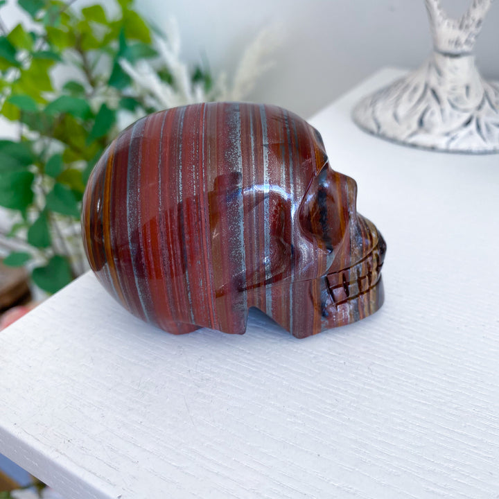 Red Eyes Large Tiger Iron Skull 1.8lb