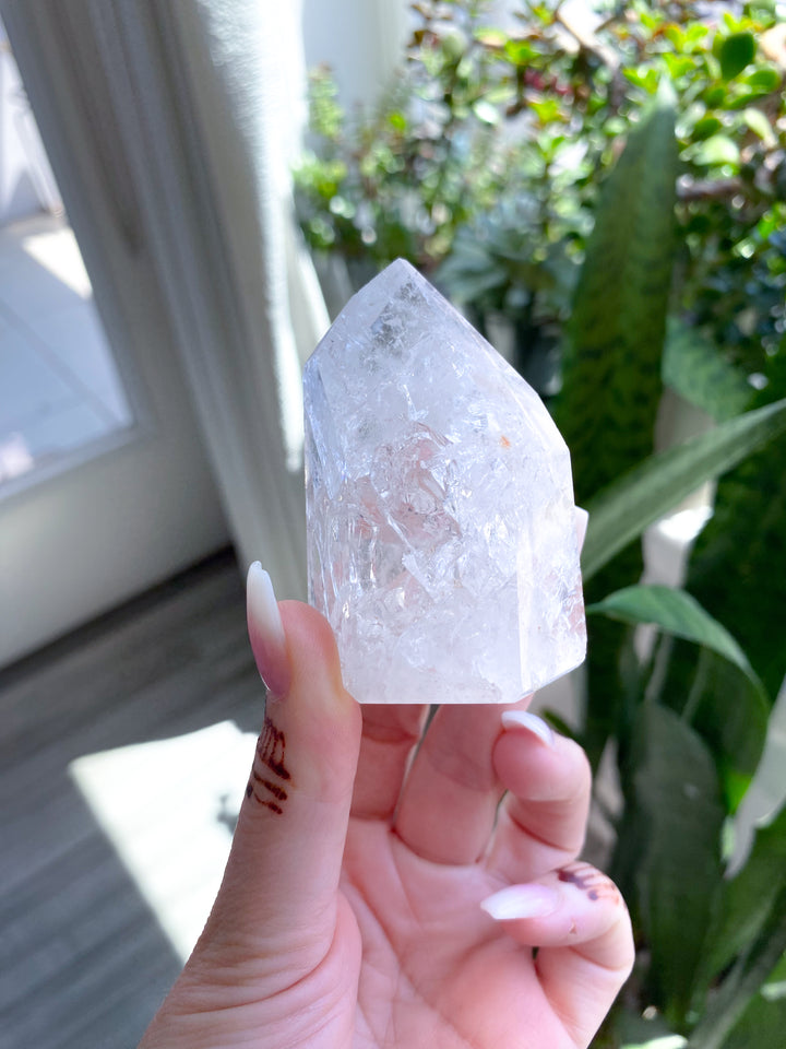 Fire & Ice Quartz Crystal Polished Point 3"