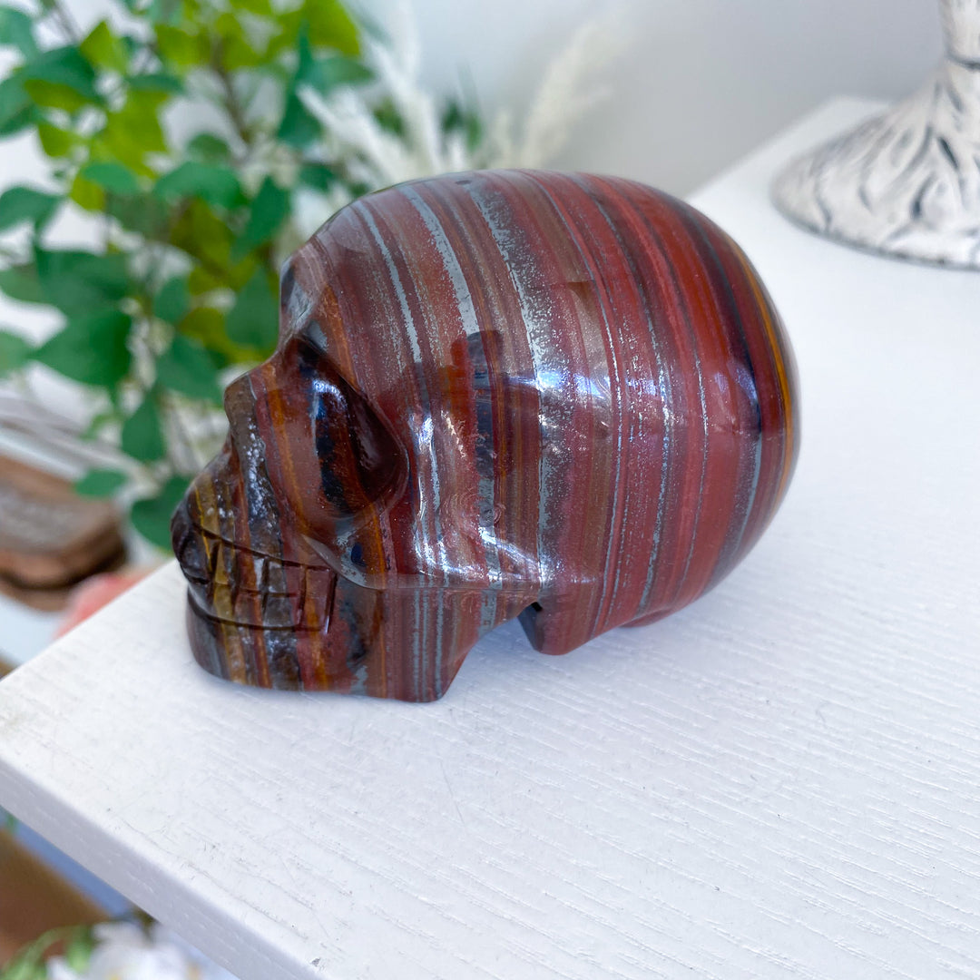 Red Eyes Large Tiger Iron Skull 1.8lb