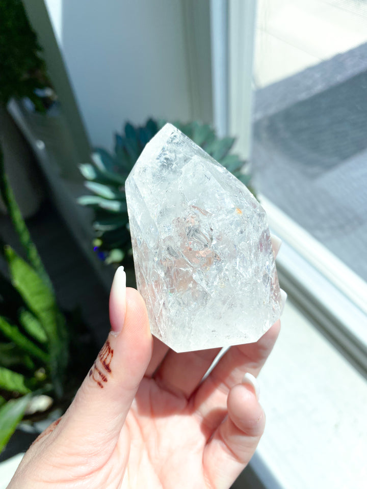 Fire & Ice Quartz Crystal Polished Point 3"
