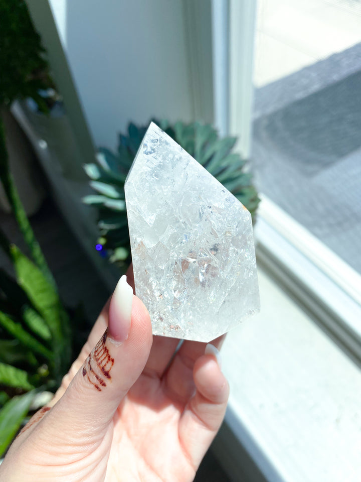 Fire & Ice Quartz Crystal Polished Point 3"