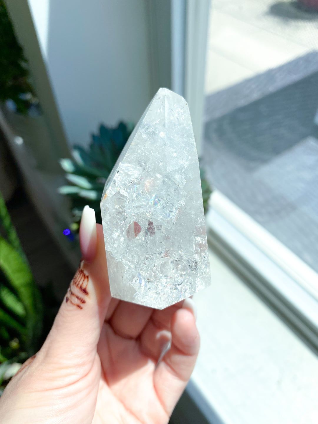 Fire & Ice Quartz Crystal Polished Point 3"