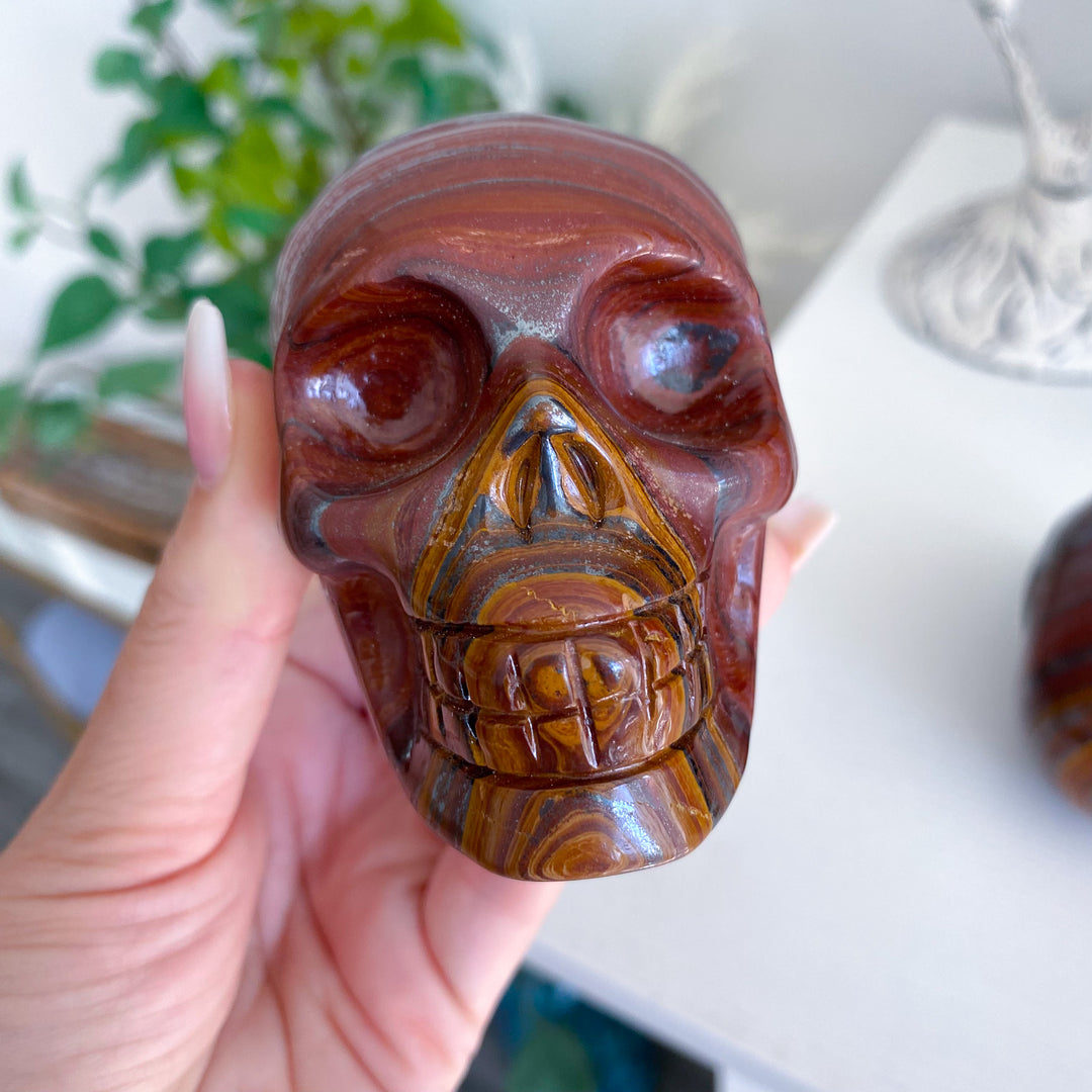 Red Eyes Large Tiger Iron Skull 1.8lb