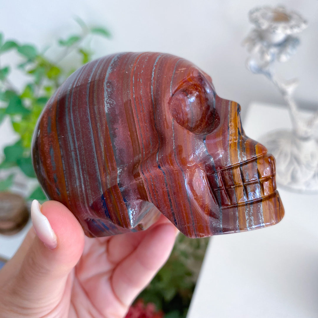 Red Eyes Large Tiger Iron Skull 1.8lb