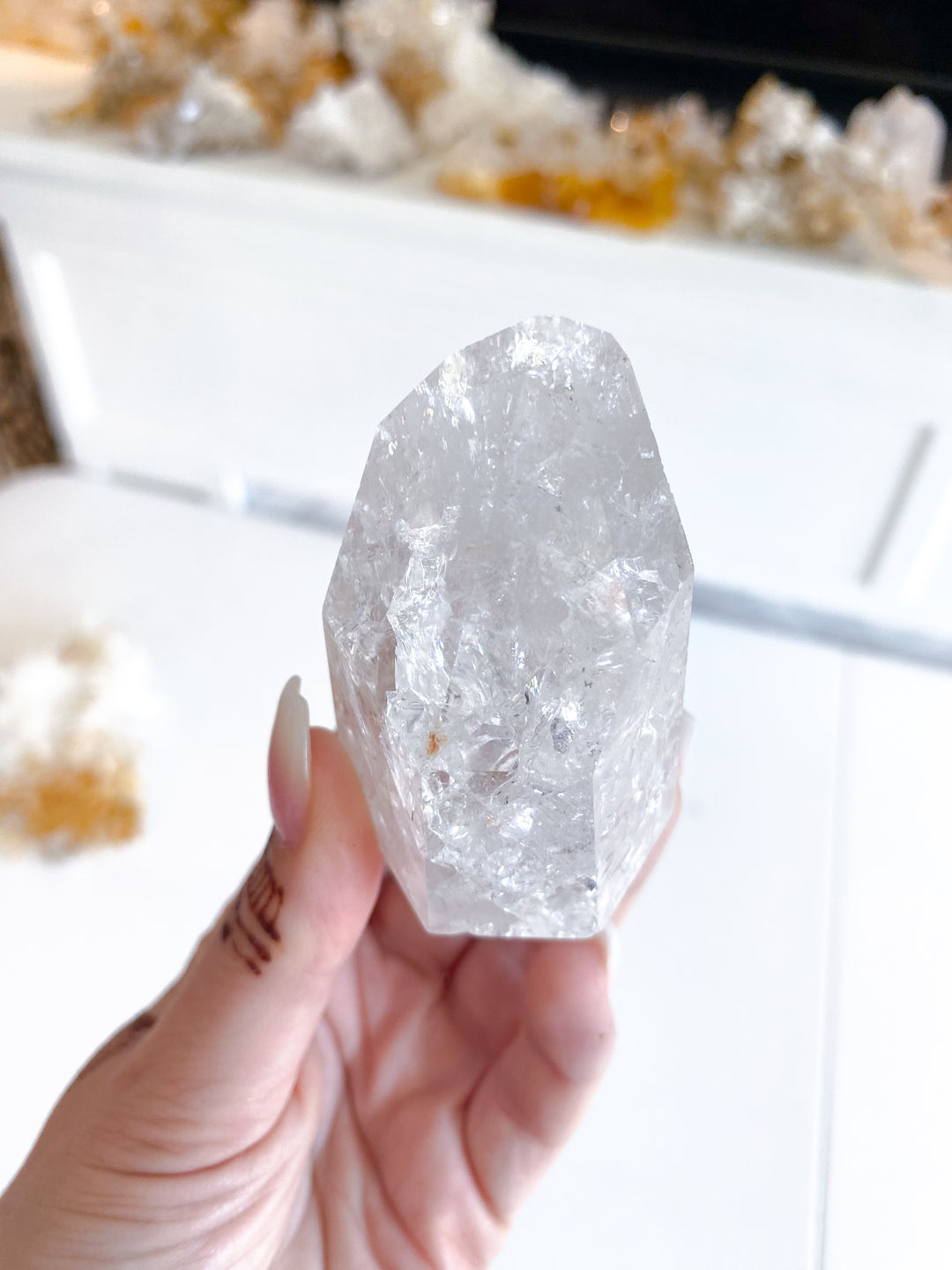 Fire & Ice Quartz Crystal Polished Point 3"