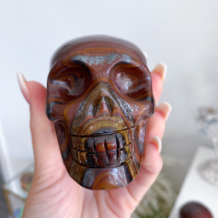 Red Eyes Large Tiger Iron Skull 1.8lb