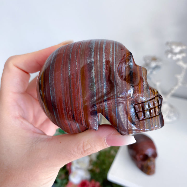 Red Eyes Large Tiger Iron Skull 1.8lb
