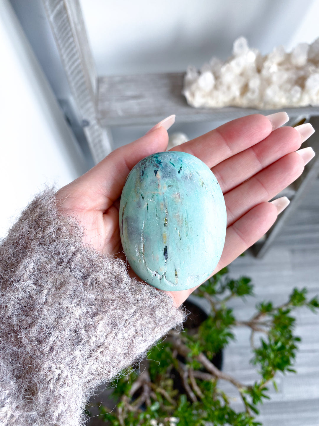 Unique Turquoise Palm Stone #9