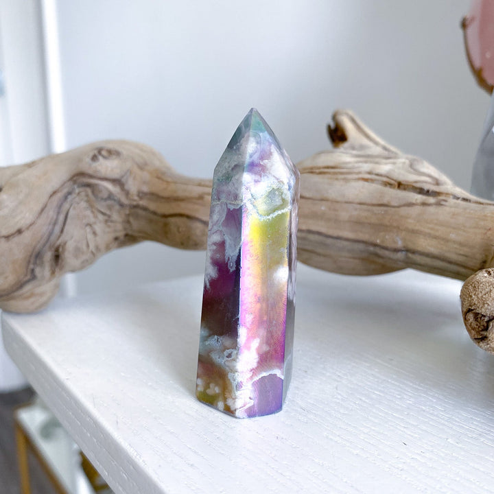 Dark Aura Flower Agate Tower - Imperfect 