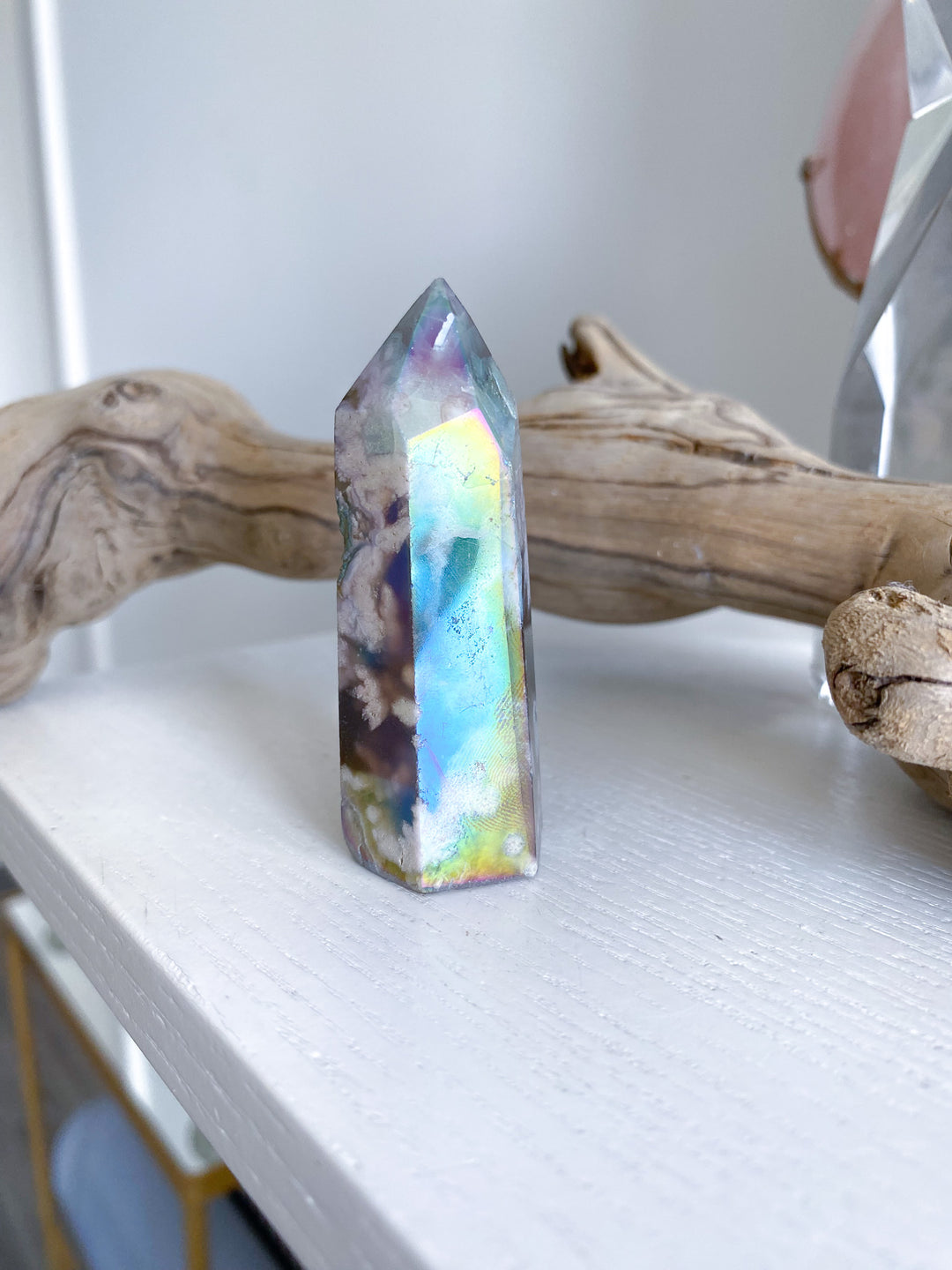 Dark Aura Flower Agate Tower - Imperfect 