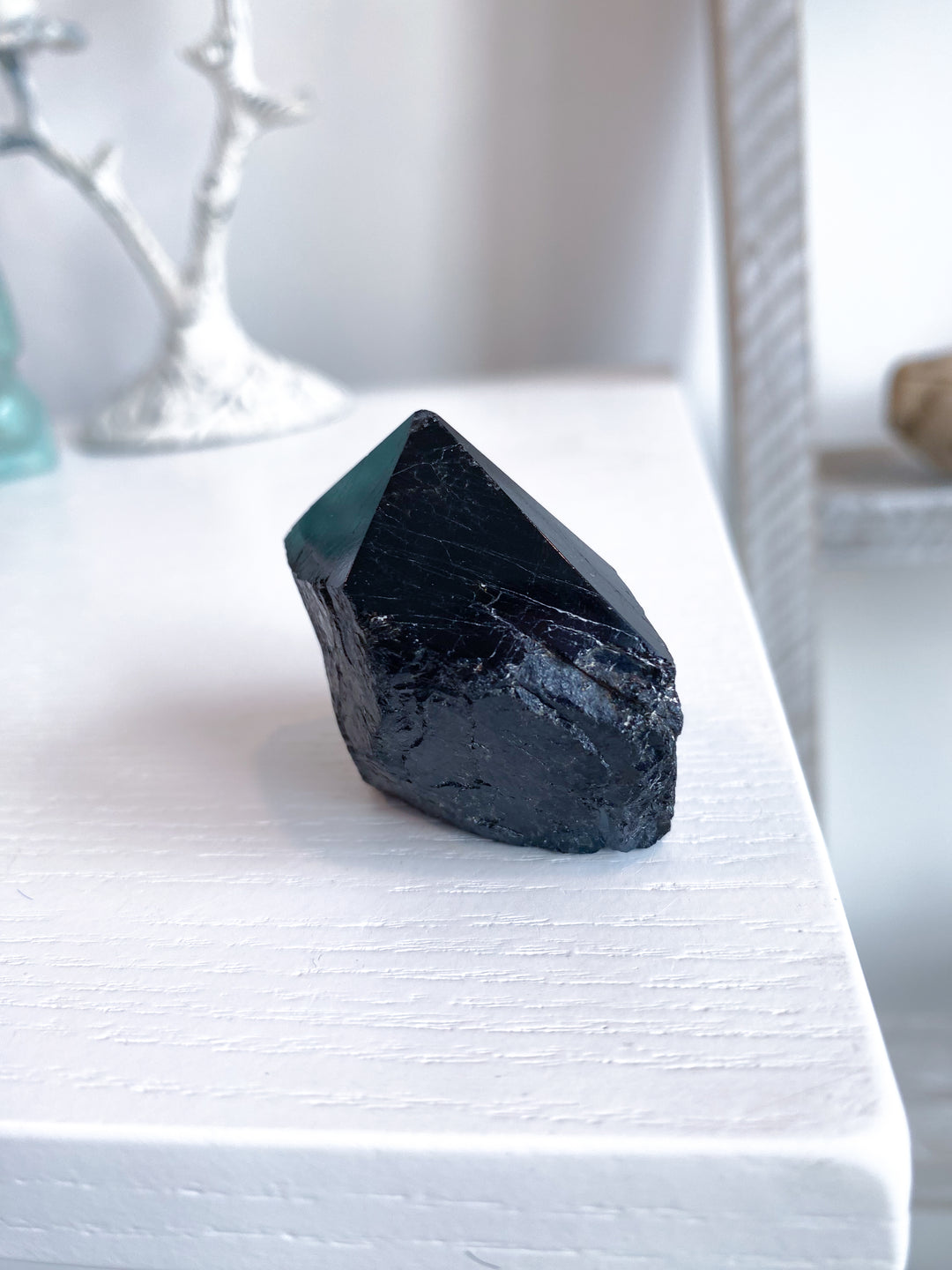 Black Tourmaline Top Polish Tower #6 - Chipped