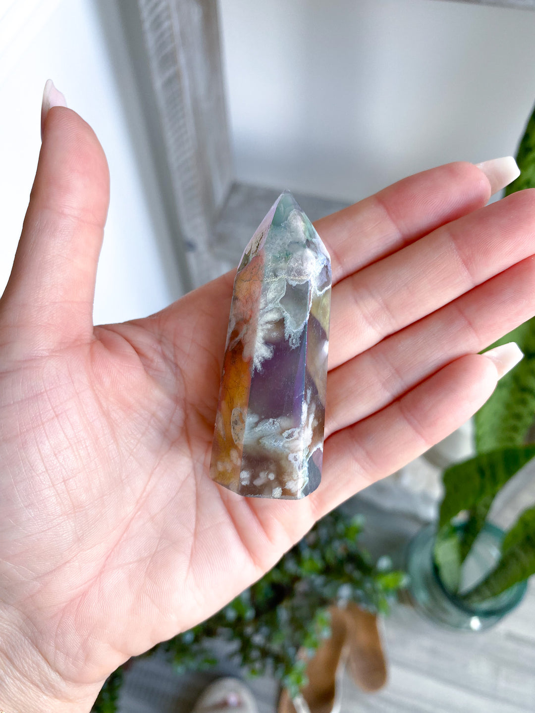 Dark Aura Flower Agate Tower - Imperfect 