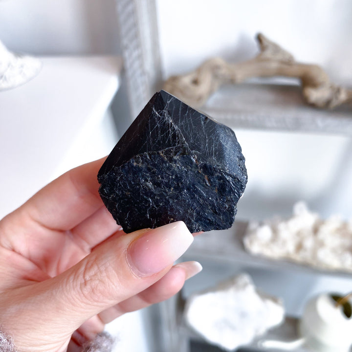 Black Tourmaline Top Polish Tower #6 - Chipped