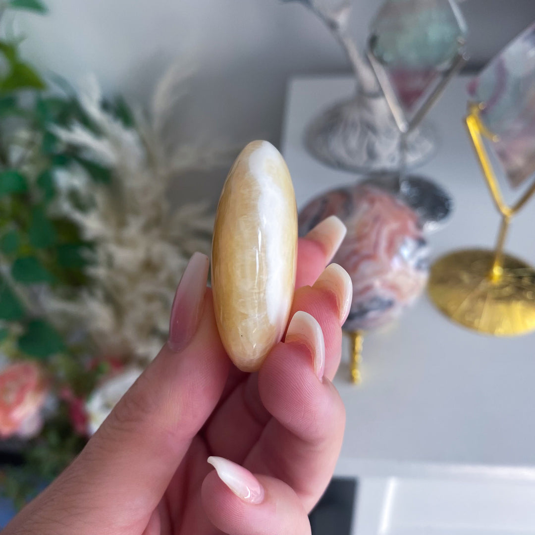 Sherbert Orange Calcite Circle Palm, XL Coin