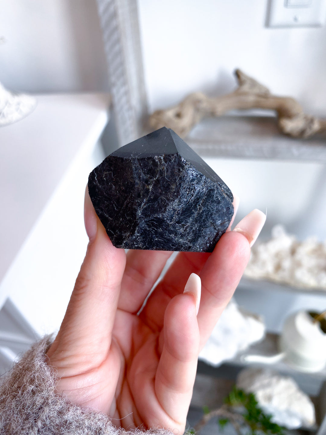 Black Tourmaline Top Polish Tower #6 - Chipped