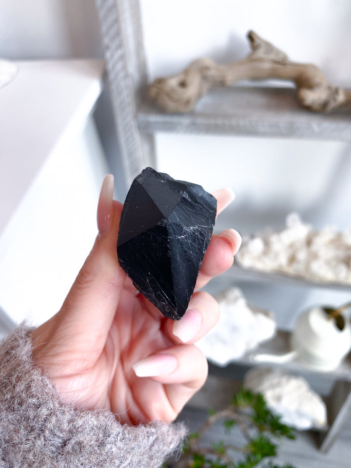 Black Tourmaline Top Polish Tower #6 - Chipped