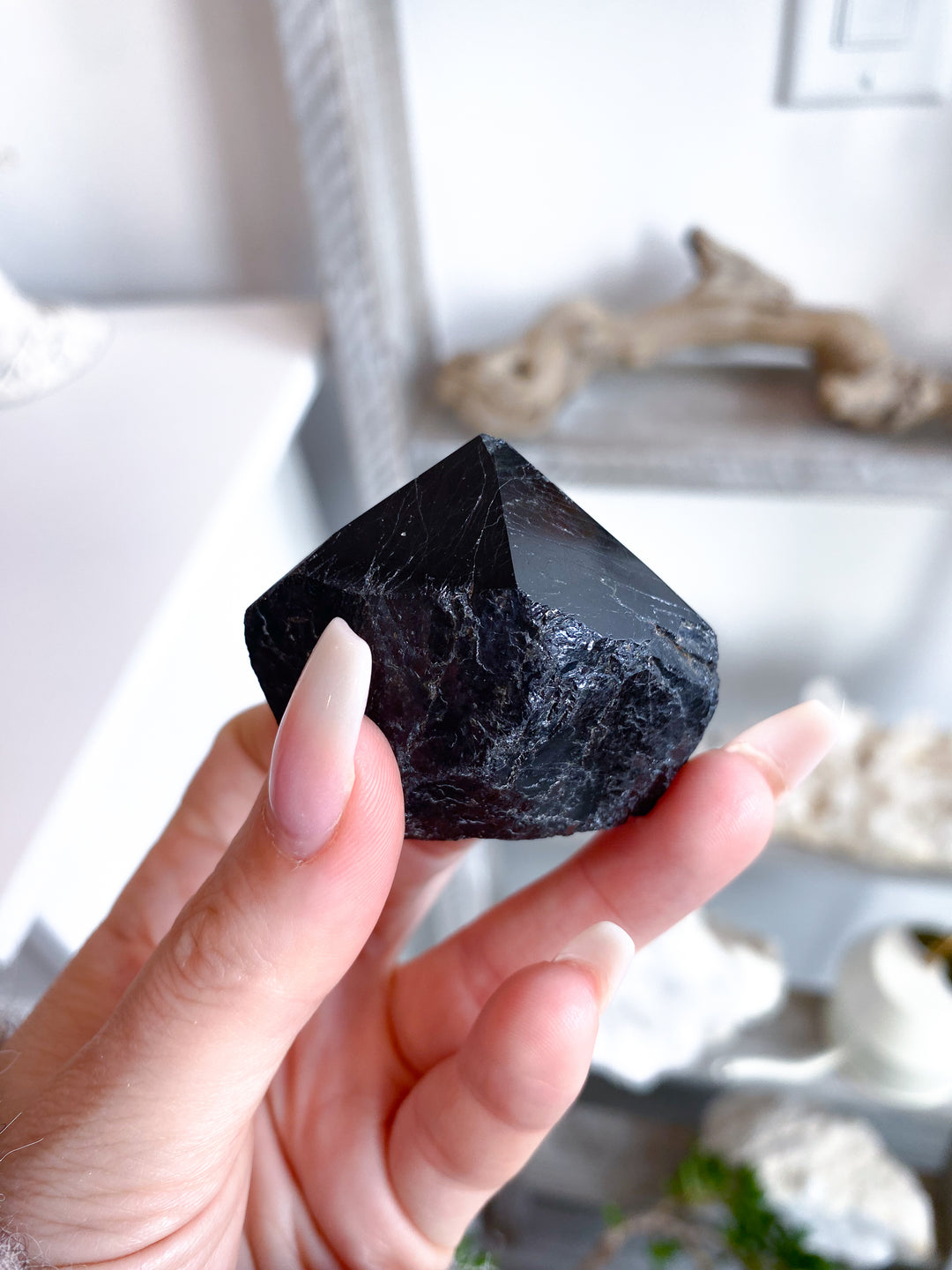 Black Tourmaline Top Polish Tower #6 - Chipped