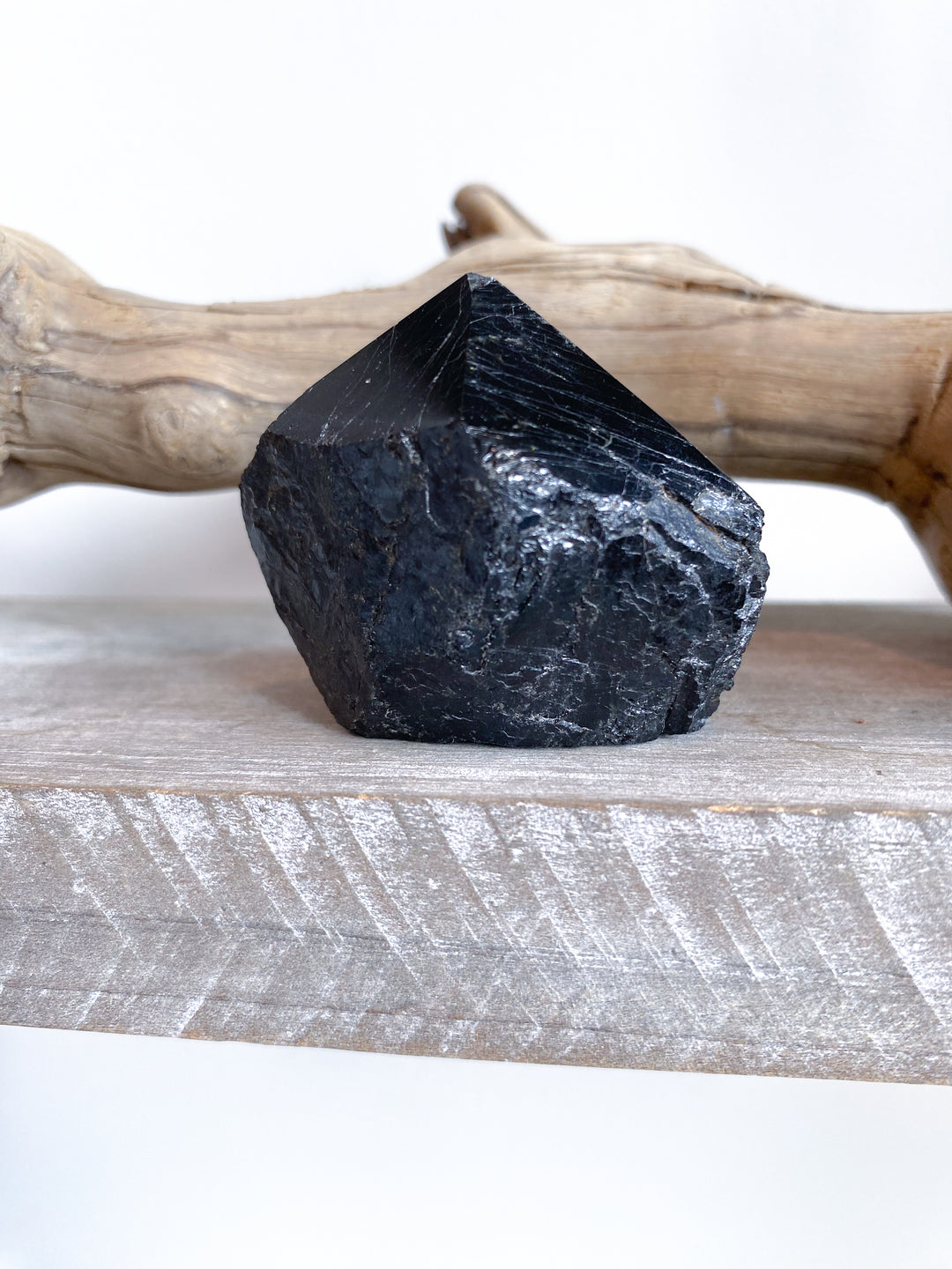 Black Tourmaline Top Polish Tower #6 - Chipped