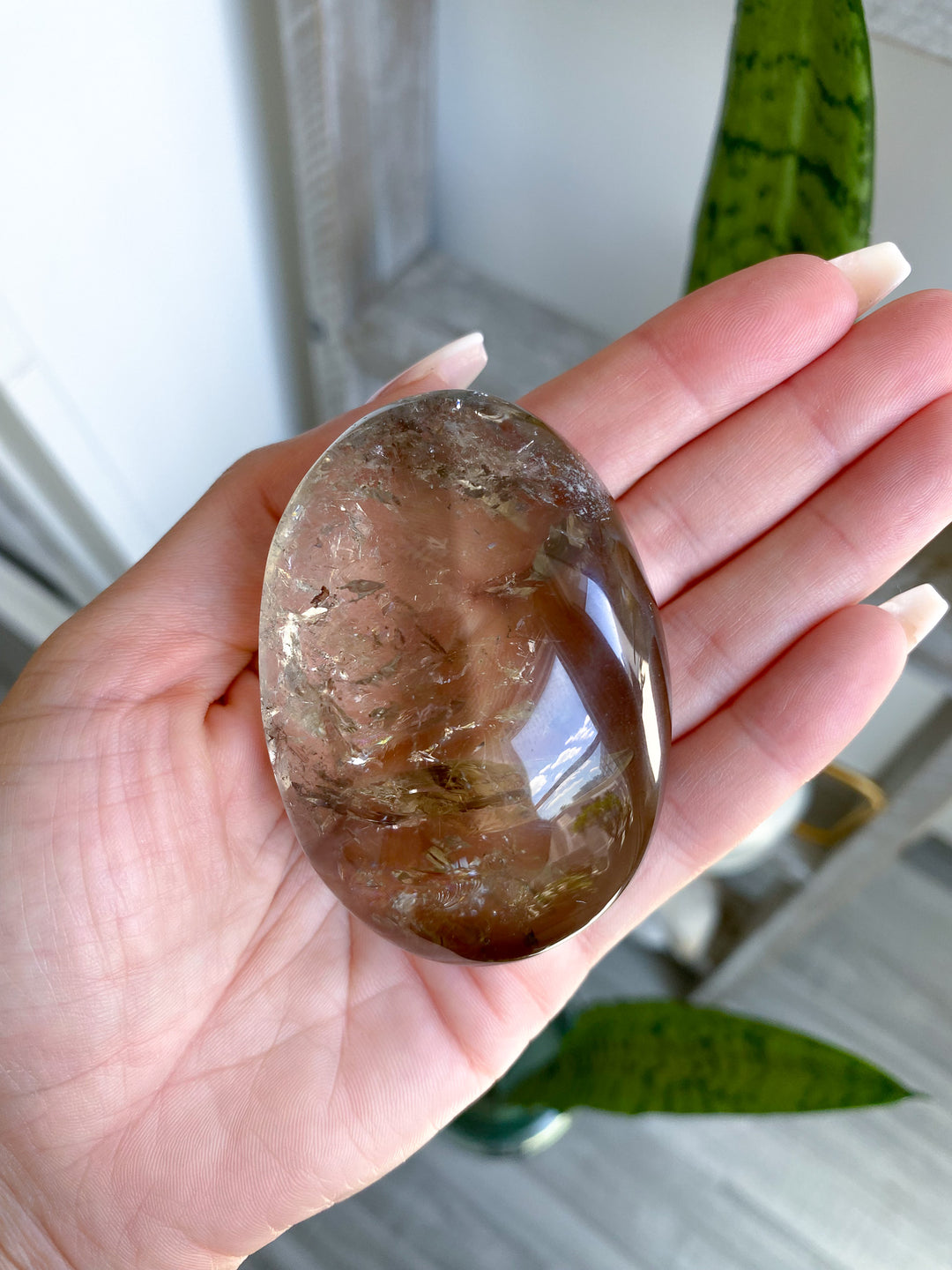 Stunning Natural Citrine Palm Stone 