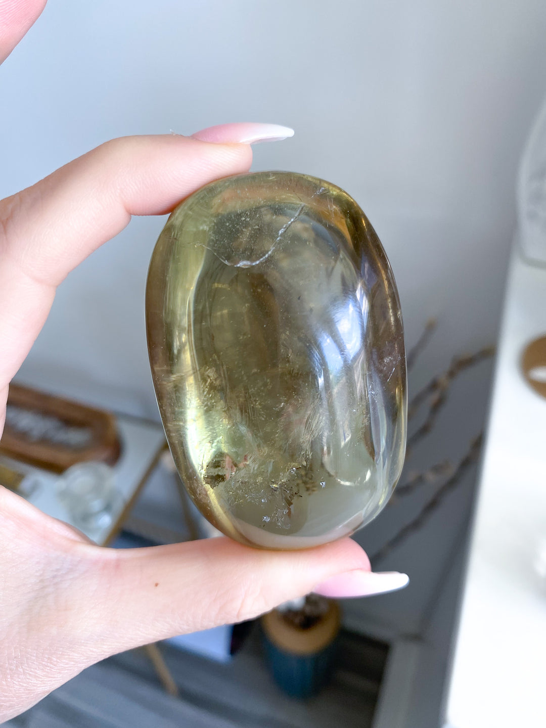 Large Stunning Natural Citrine Palm Stone 