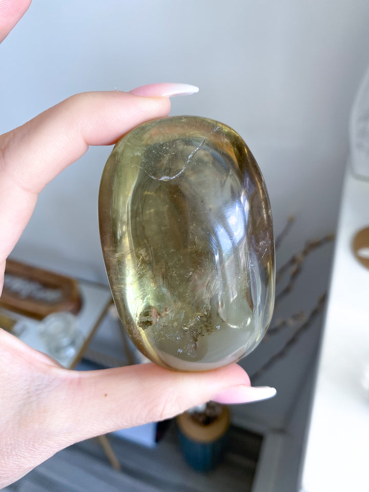 Large Stunning Natural Citrine Palm Stone 