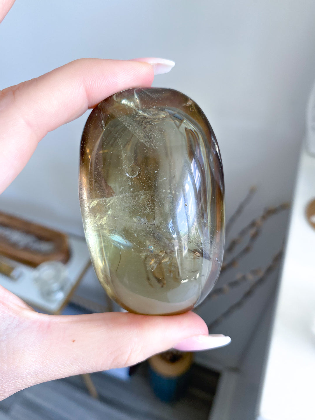 Large Stunning Natural Citrine Palm Stone 
