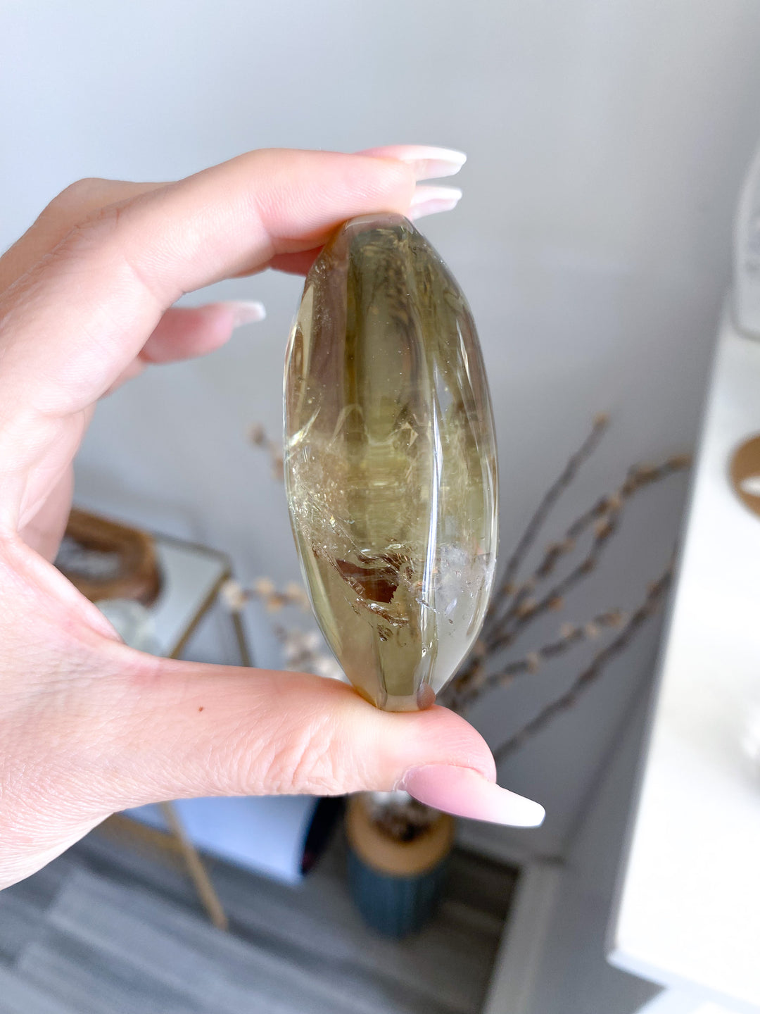 Large Stunning Natural Citrine Palm Stone 
