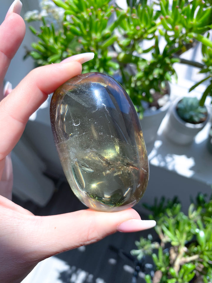 Large Stunning Natural Citrine Palm Stone 