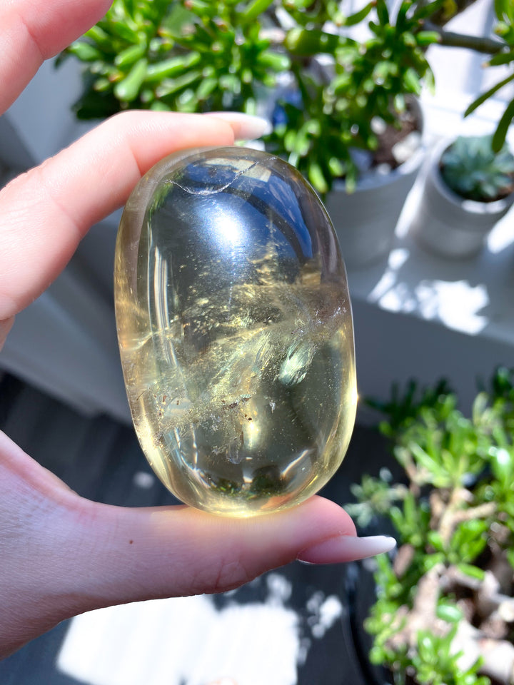 Large Stunning Natural Citrine Palm Stone 
