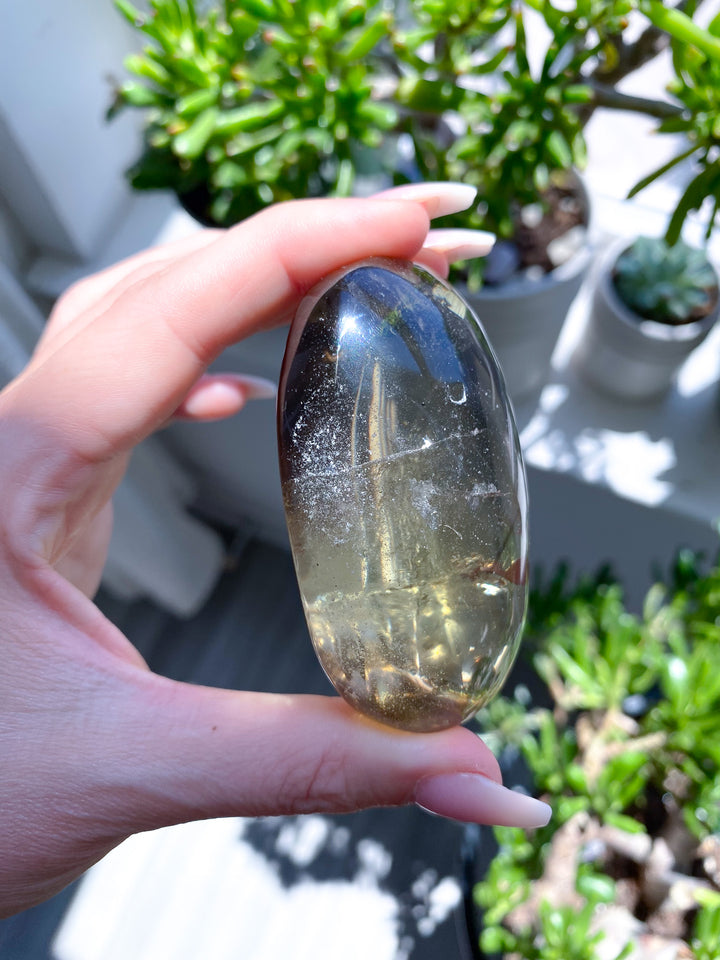 Large Stunning Natural Citrine Palm Stone 