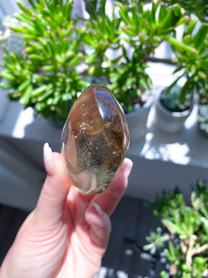 Large Stunning Natural Citrine Palm Stone 