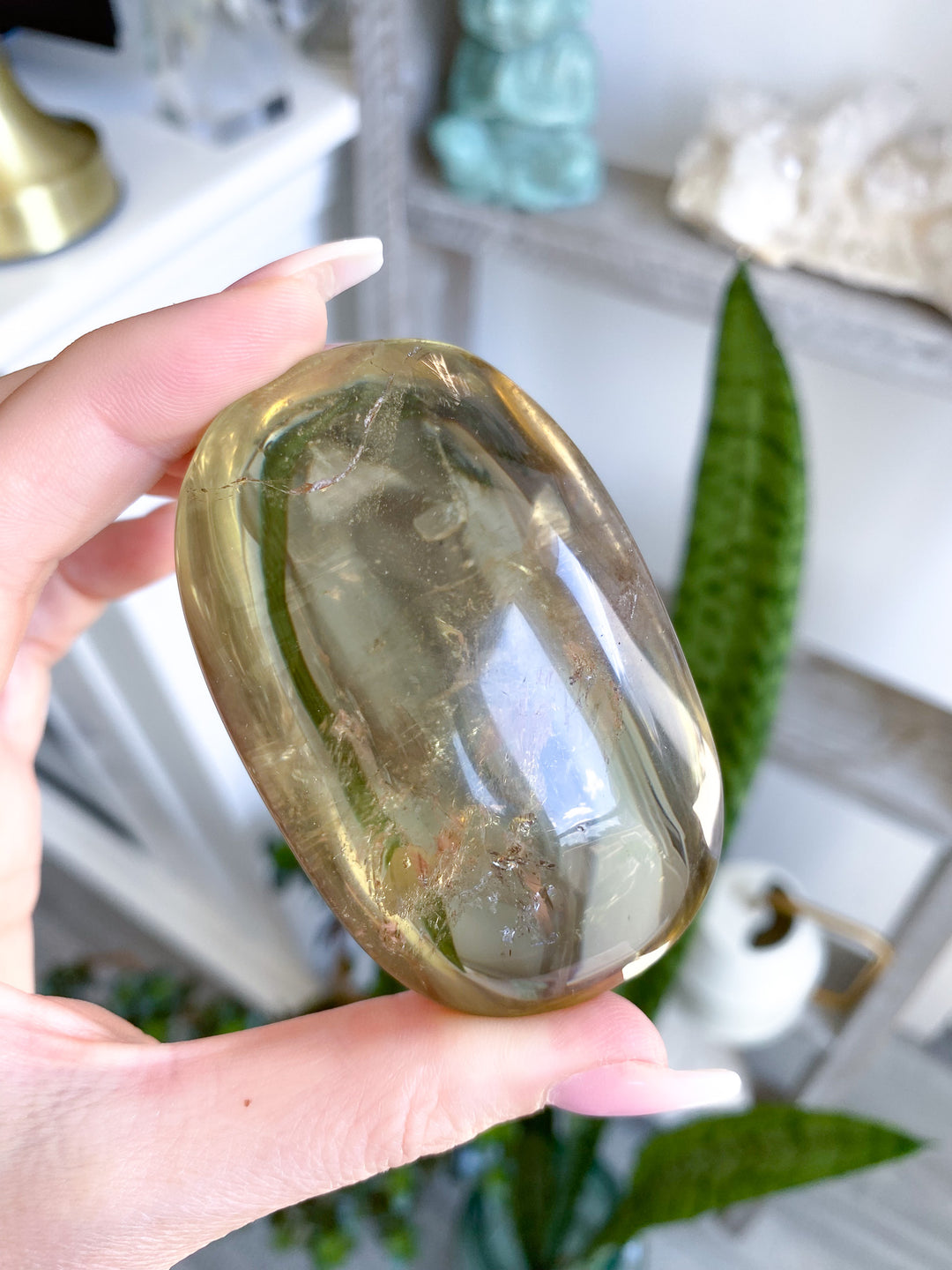 Large Stunning Natural Citrine Palm Stone 