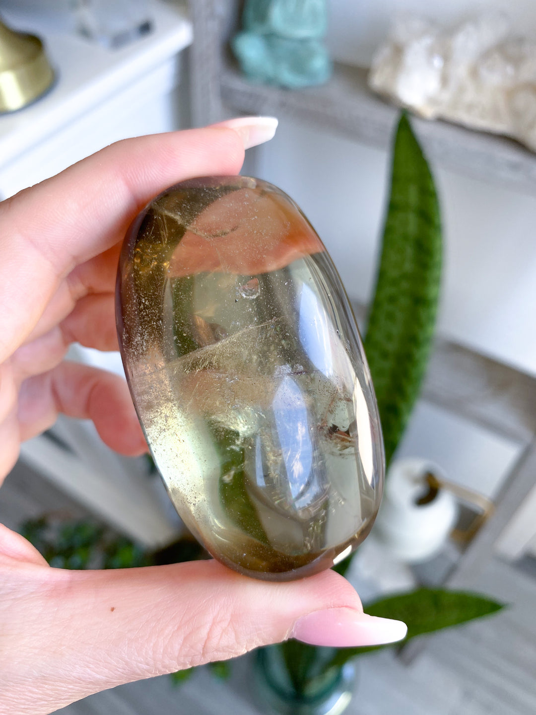Large Stunning Natural Citrine Palm Stone 