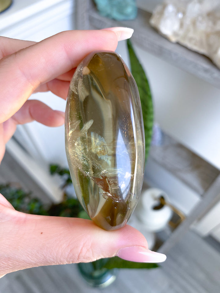 Large Stunning Natural Citrine Palm Stone 