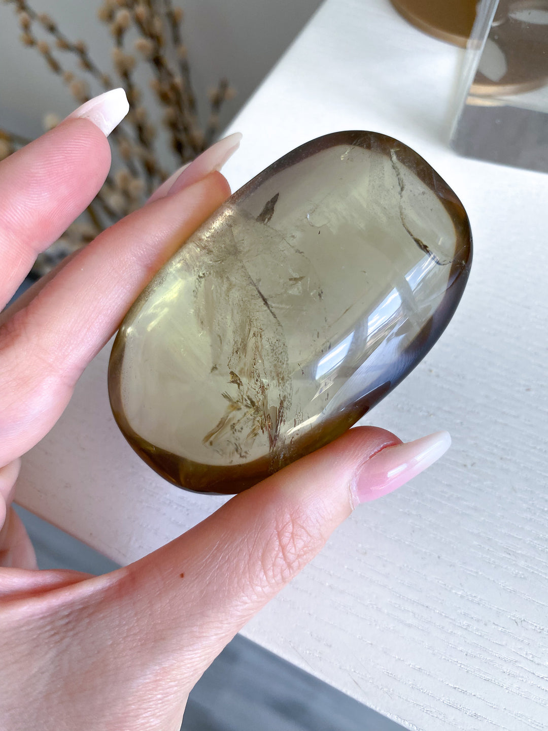 Large Stunning Natural Citrine Palm Stone 