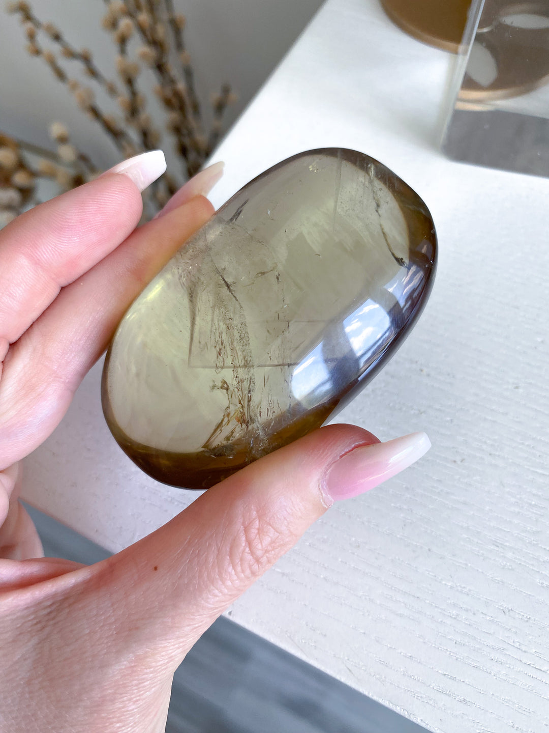 Large Stunning Natural Citrine Palm Stone 