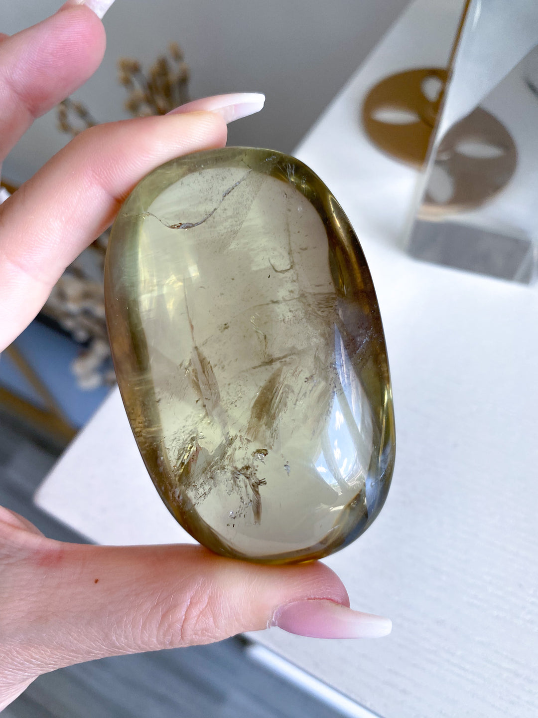 Large Stunning Natural Citrine Palm Stone 