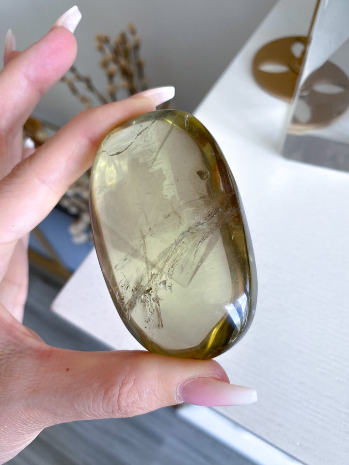 Large Stunning Natural Citrine Palm Stone 