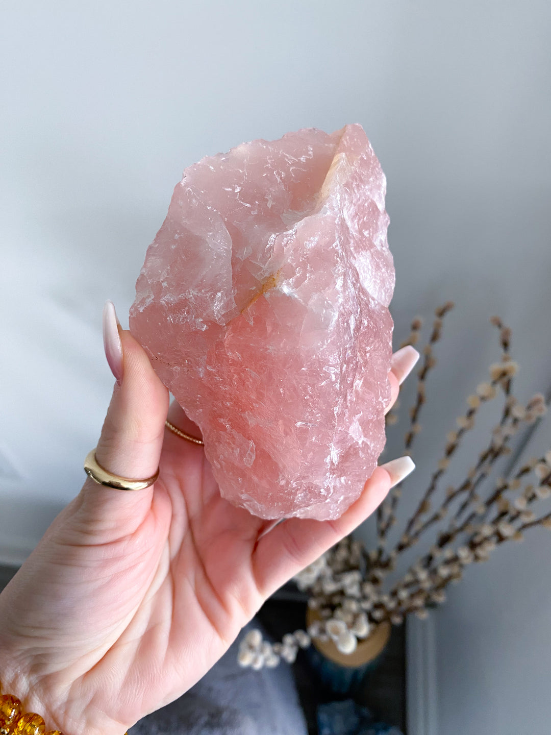Rose Quartz Raw Chunk - Free Standing