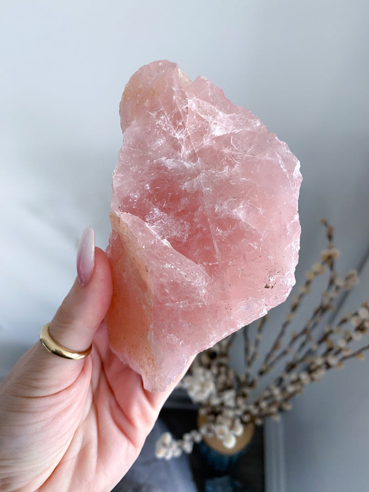 Rose Quartz Raw Chunk - Free Standing