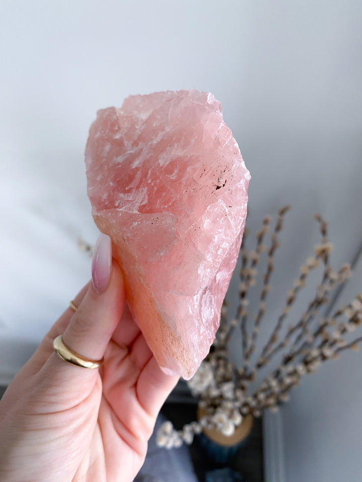 Rose Quartz Raw Chunk - Free Standing