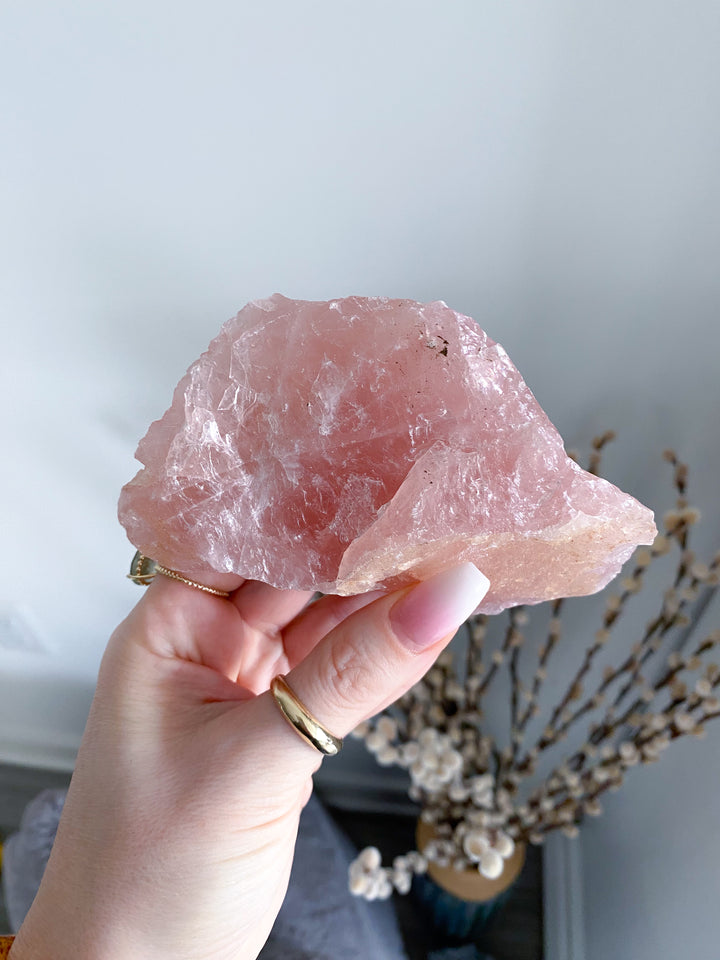 Rose Quartz Raw Chunk - Free Standing