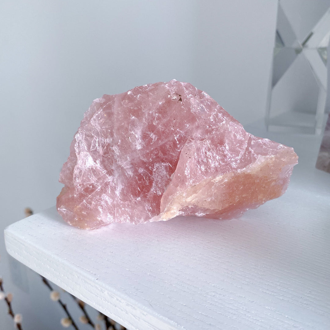 Rose Quartz Raw Chunk - Free Standing