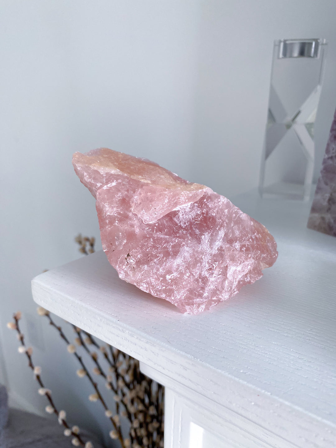 Rose Quartz Raw Chunk - Free Standing