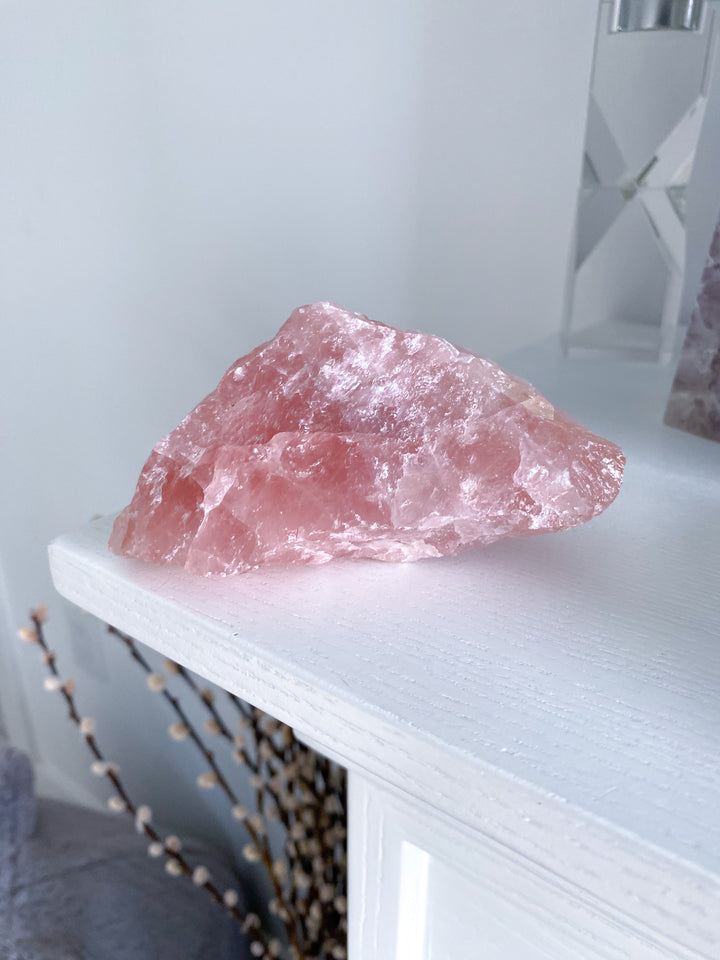 Rose Quartz Raw Chunk - Free Standing