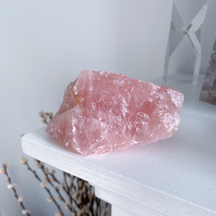 Rose Quartz Raw Chunk - Free Standing