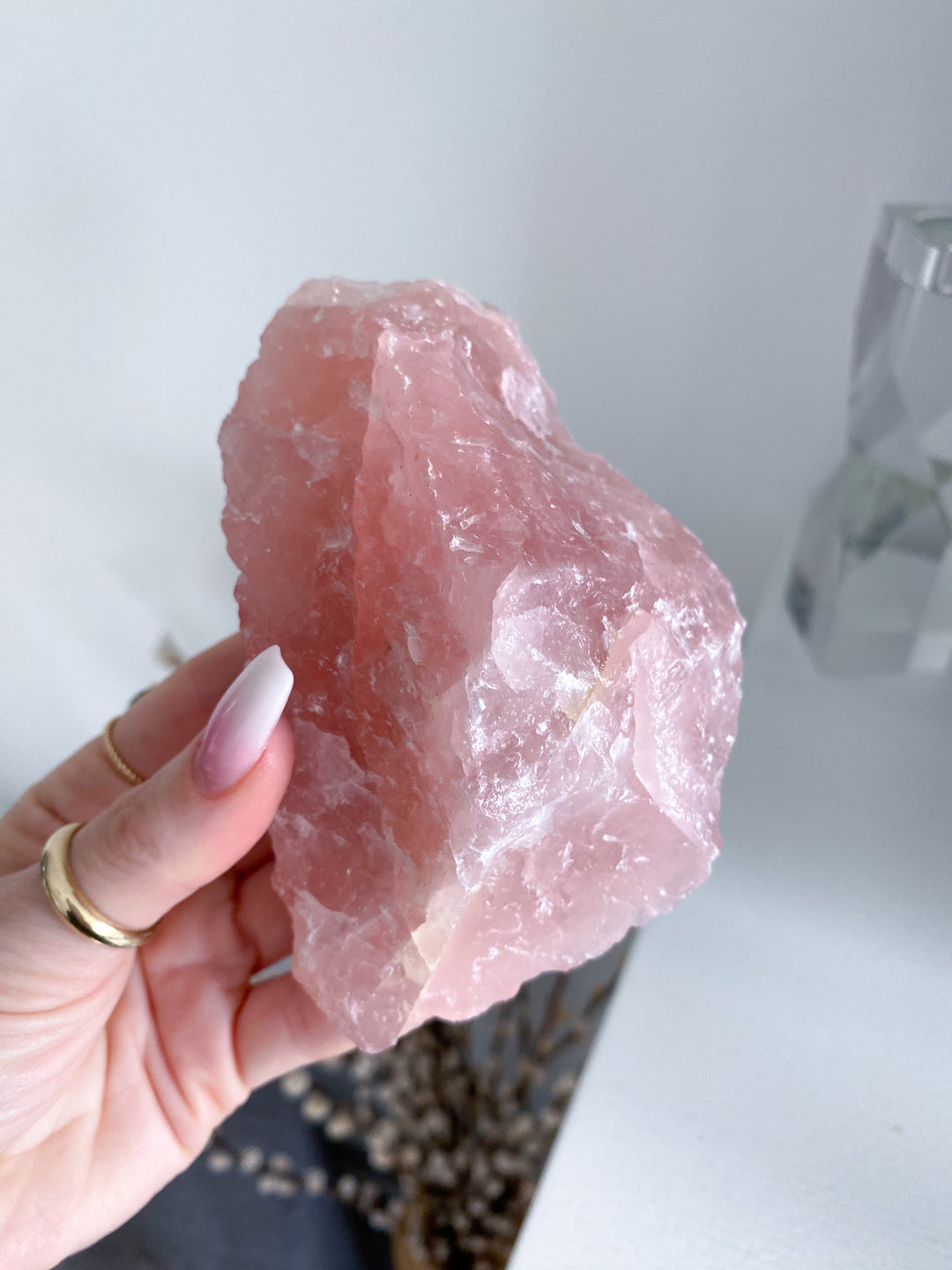 Rose Quartz Raw Chunk - Free Standing