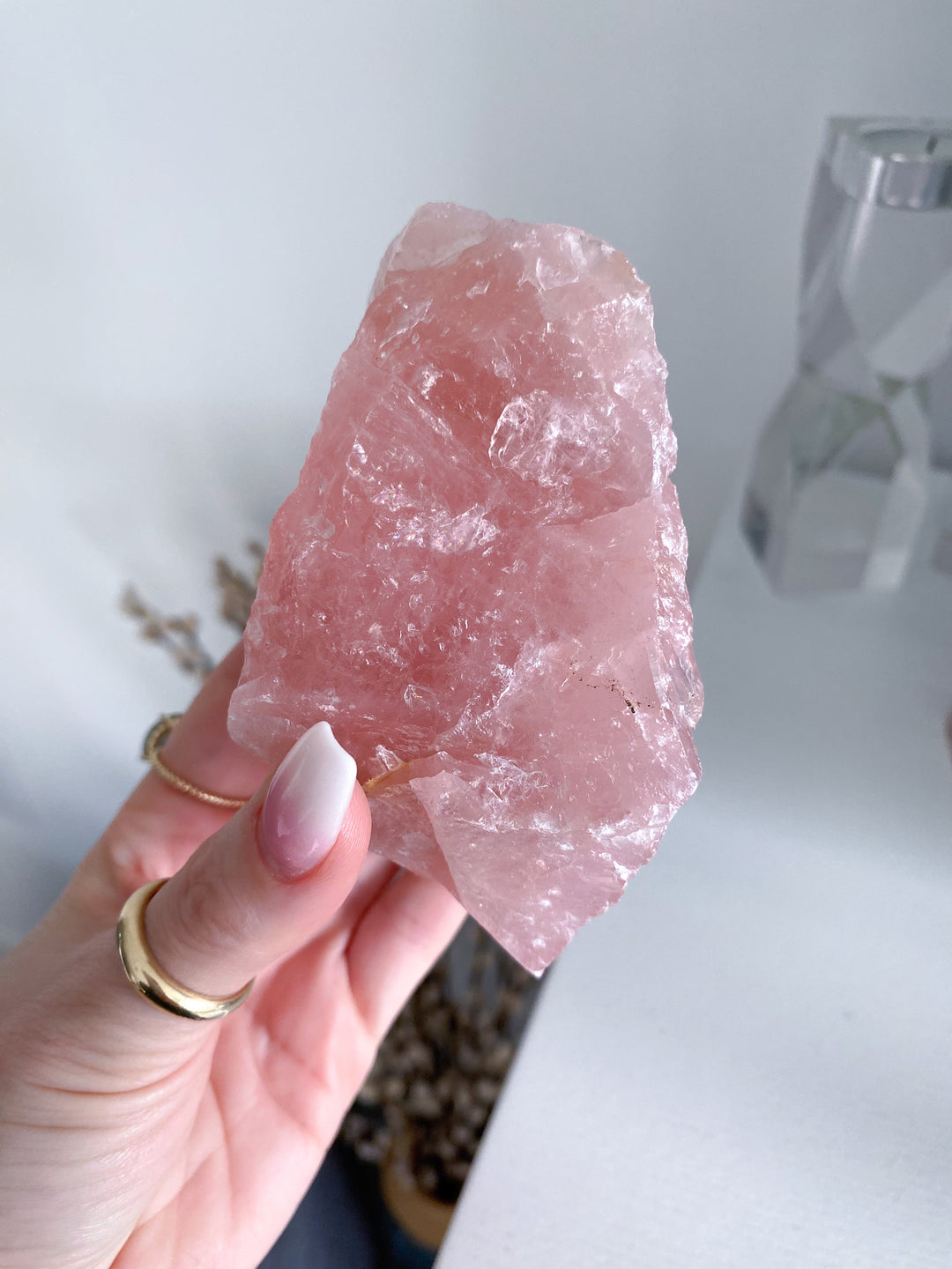 Rose Quartz Raw Chunk - Free Standing
