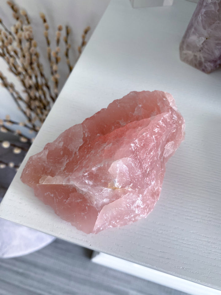 Rose Quartz Raw Chunk - Free Standing