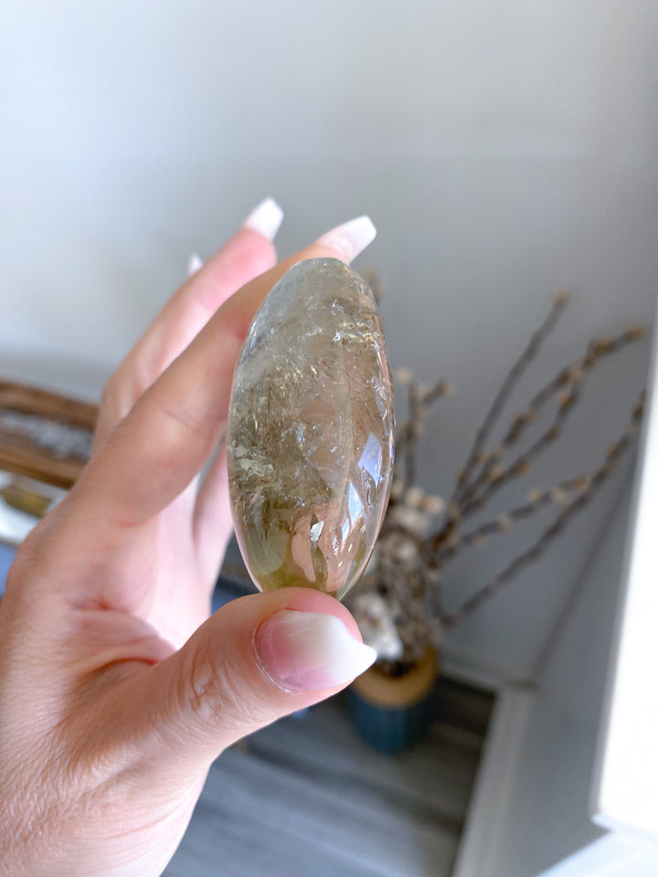 Dimensional Small Natural Citrine Palm Stone 